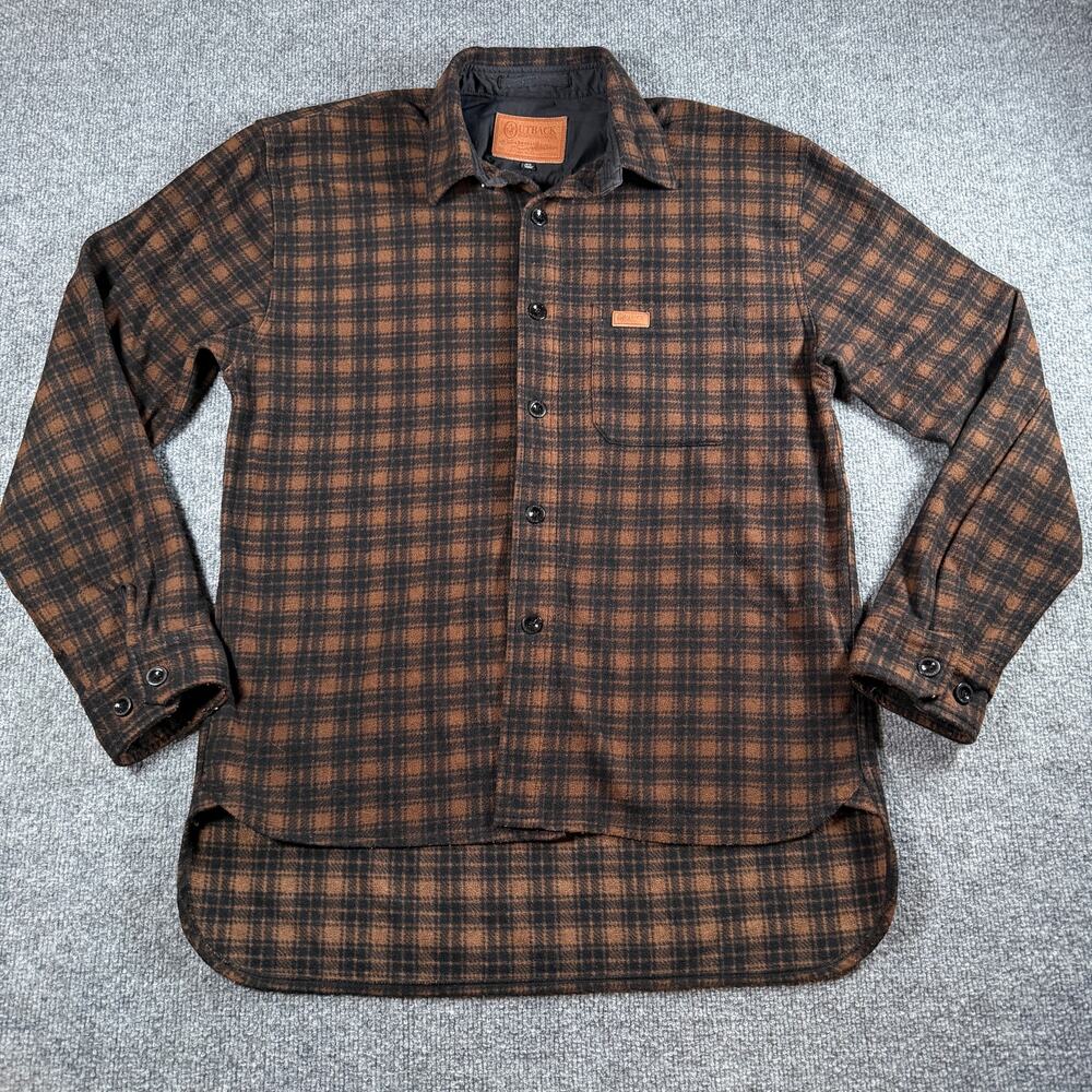 Outback Trading Co Men's M Bozeman Big Shirt Brown Plaid Fleece Insulated 4803